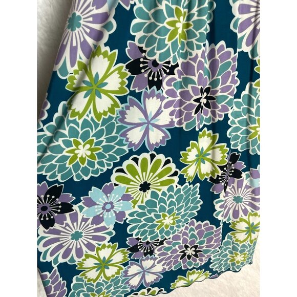 Secret Treasures Large Sleeveless Nightgown Teal Floral Purple Green Surplice - Picture 2 of 4